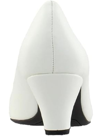 EASY STREET Womens White Cushioned Fabulous Round Toe Block Heel Slip On Pumps Shoes 10 M