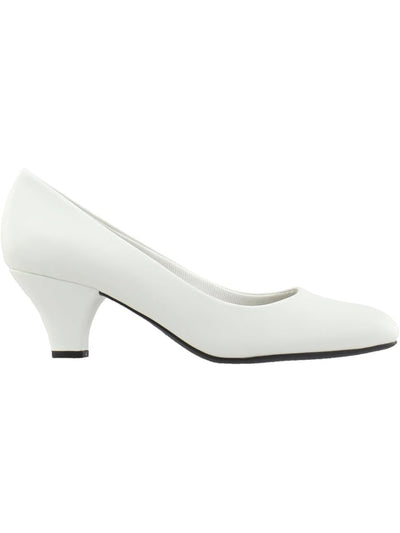 EASY STREET Womens White Cushioned Fabulous Round Toe Block Heel Slip On Pumps Shoes 10 M