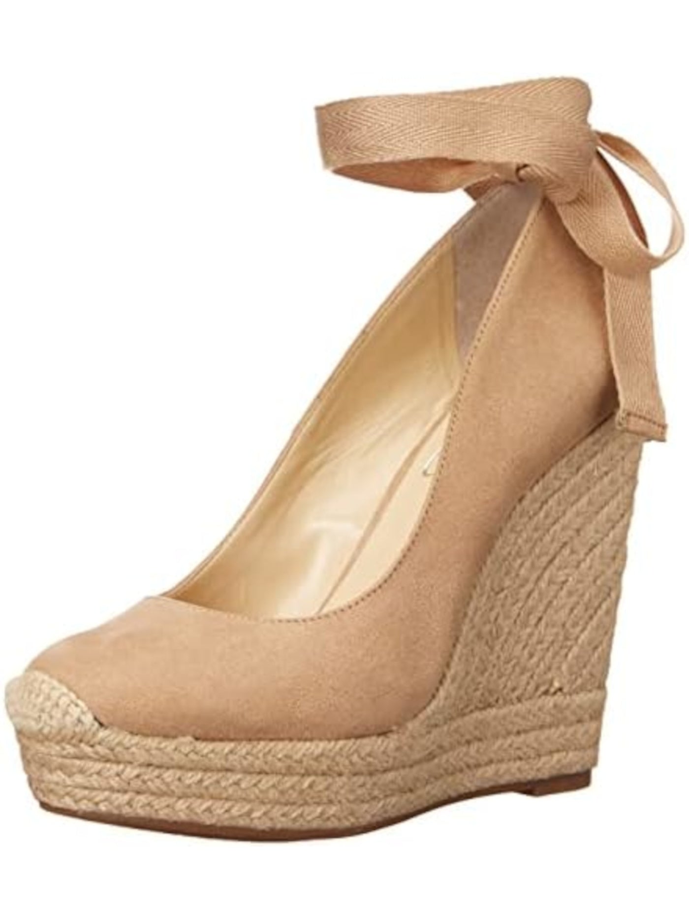 JESSICA SIMPSON Womens Beige 1" Platform Comfort Zexie Round Toe Wedge Lace-Up Espadrille Shoes 8 M