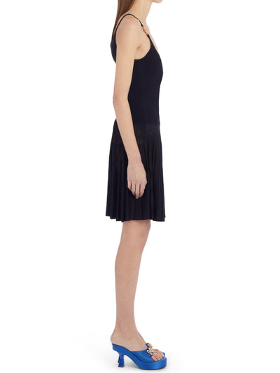 VERSACE Womens Black Embellished Ribbed Sleeveless Scoop Neck Above The Knee Sheath Dress 38