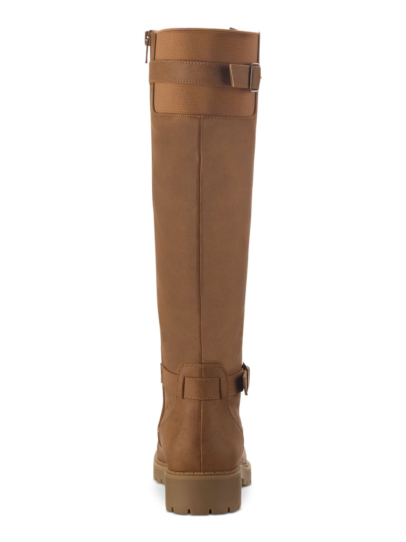 STYLE & COMPANY Womens Brown Buckle Accent Elenorr Round Toe Block Heel Zip-Up Riding Boot 5 M