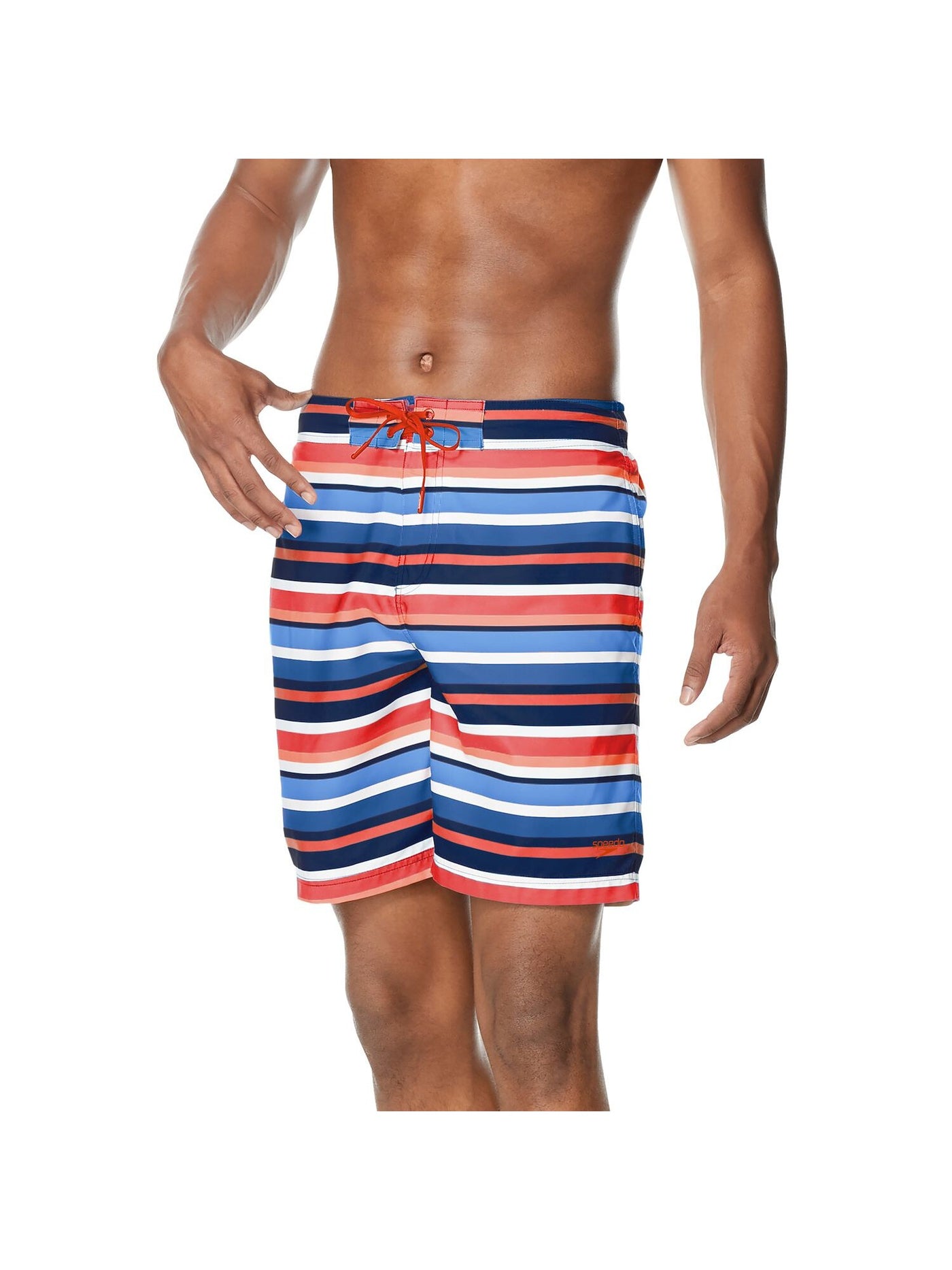 SPEEDO Mens Swimwear Blue Striped Stretch Shorts M