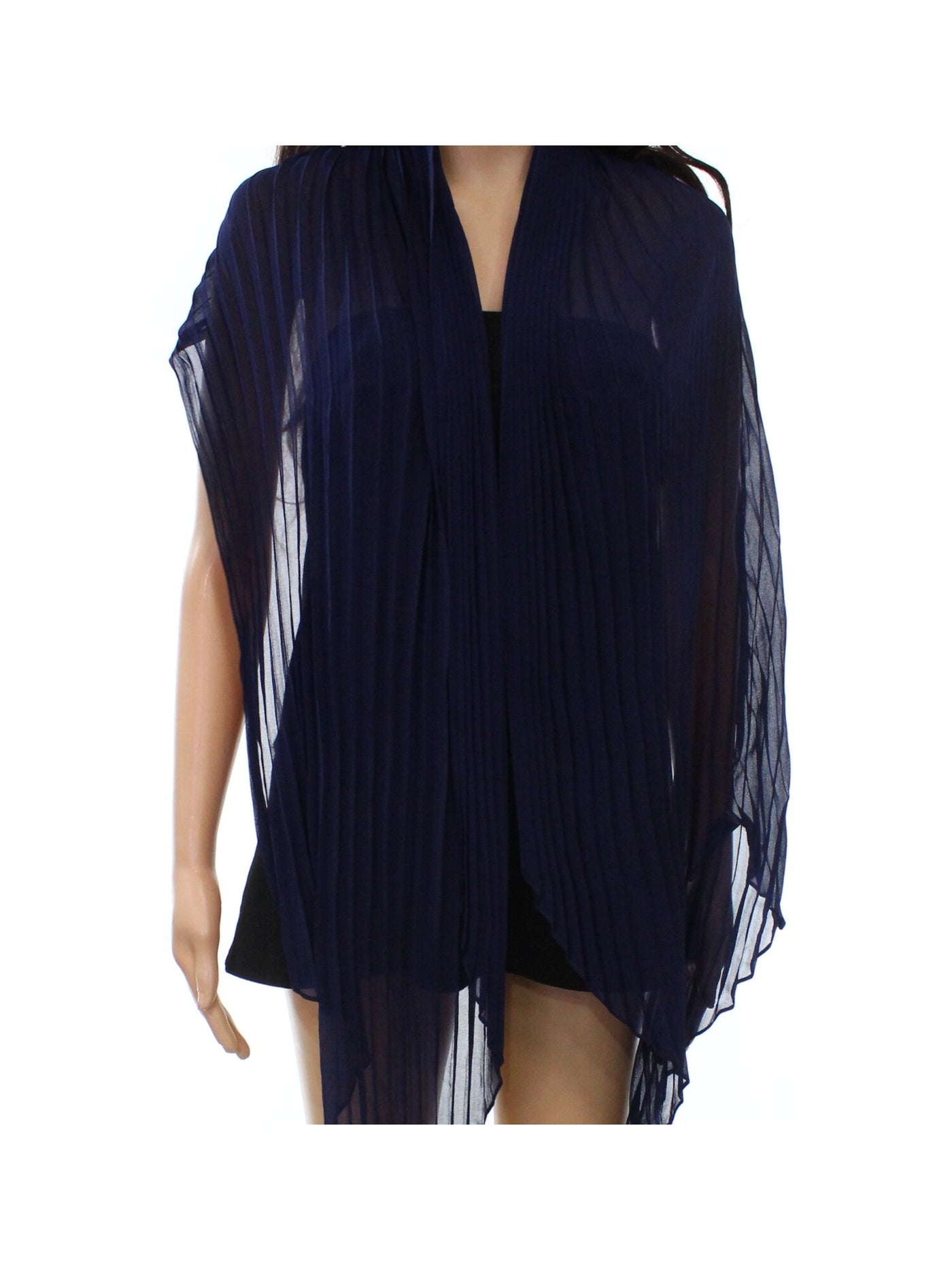 INC Womens Navy Polyester Pleated Wrap Beaded Evening Scarf