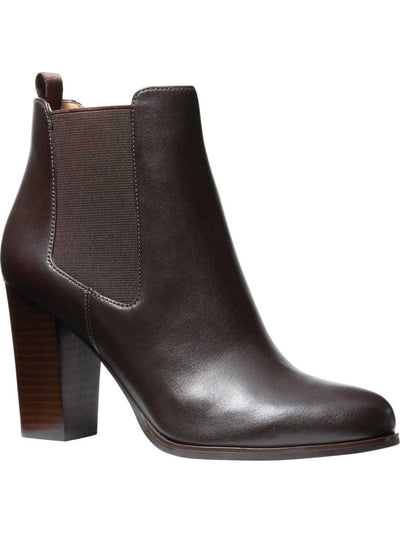 MICHAEL MICHAEL KORS Womens Brown Back Pull-Tab Goring Padded Lottie Almond Toe Block Heel Booties 5 M