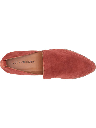 LUCKY BRAND Womens Orange Side Cutouts Pull Tab Padded Mahzan Almond Toe Block Heel Slip On Leather Shootie 10 M