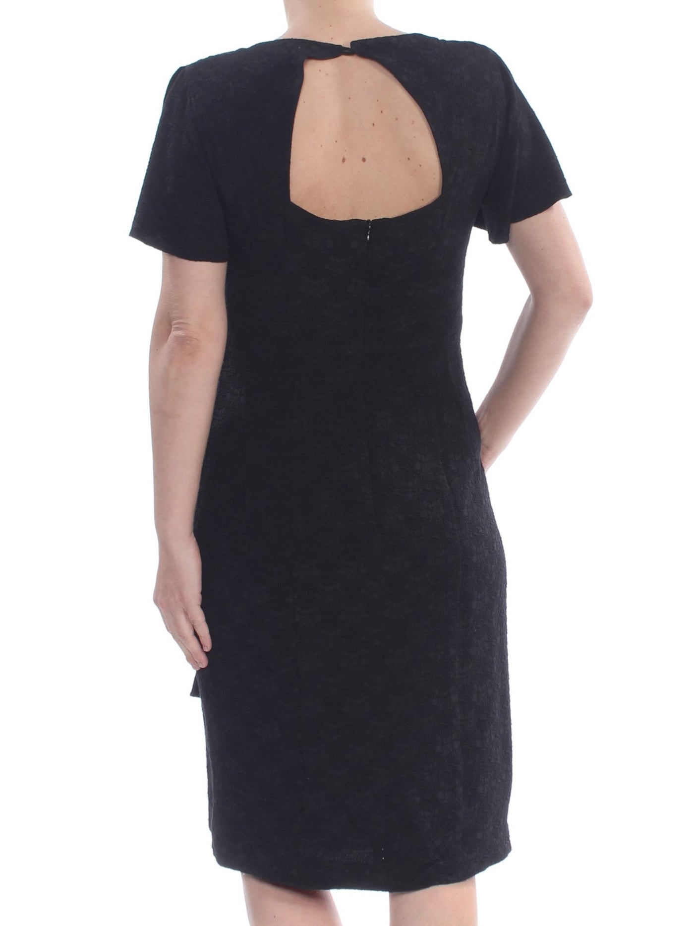 NANETTE LEPORE Womens Black Short Sleeve V Neck Above The Knee Cocktail Shift Dress 8