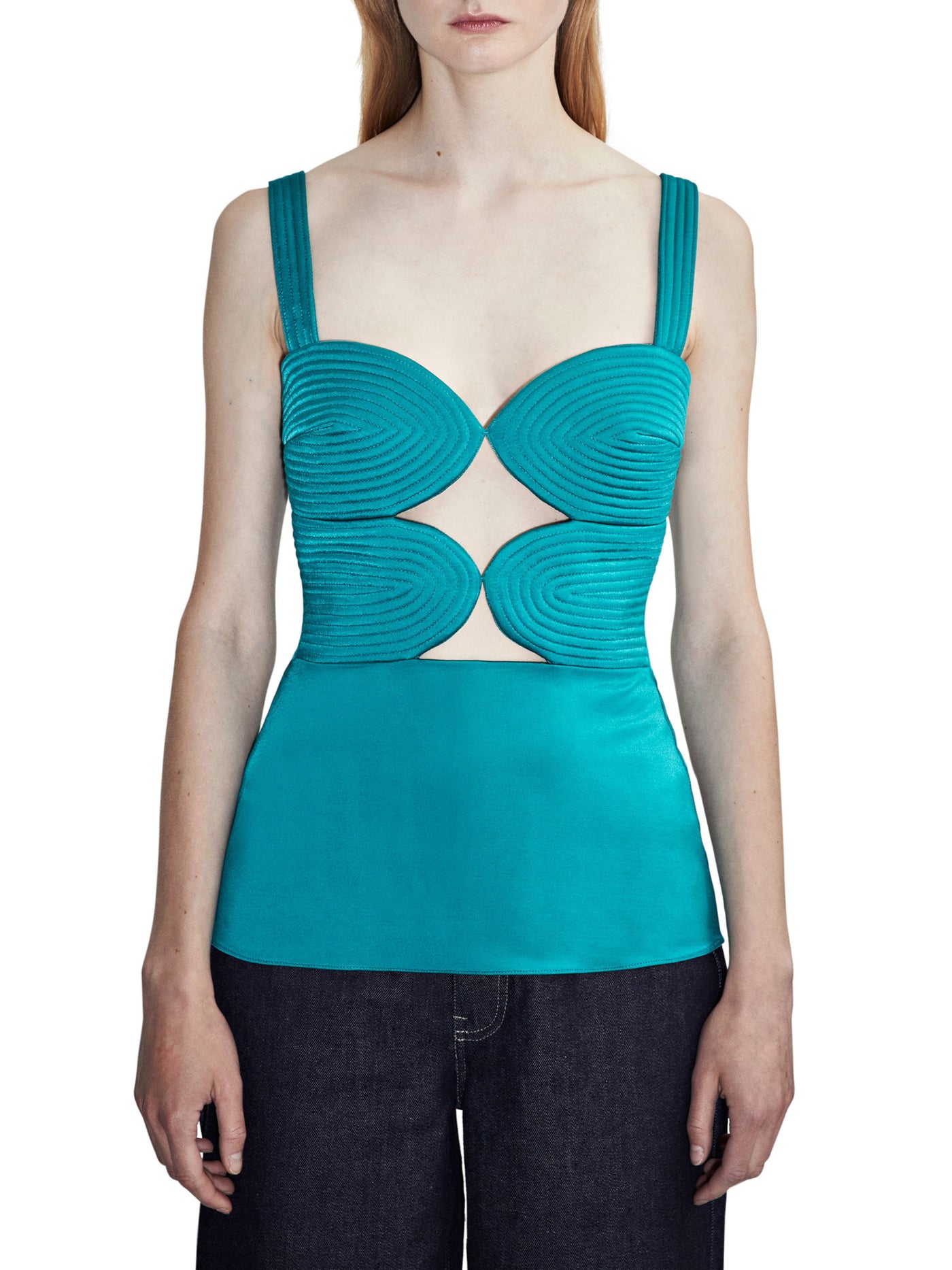 ET OCHS Womens Teal Cut Out Zippered Lined Sleeveless Sweetheart Neckline Top XS