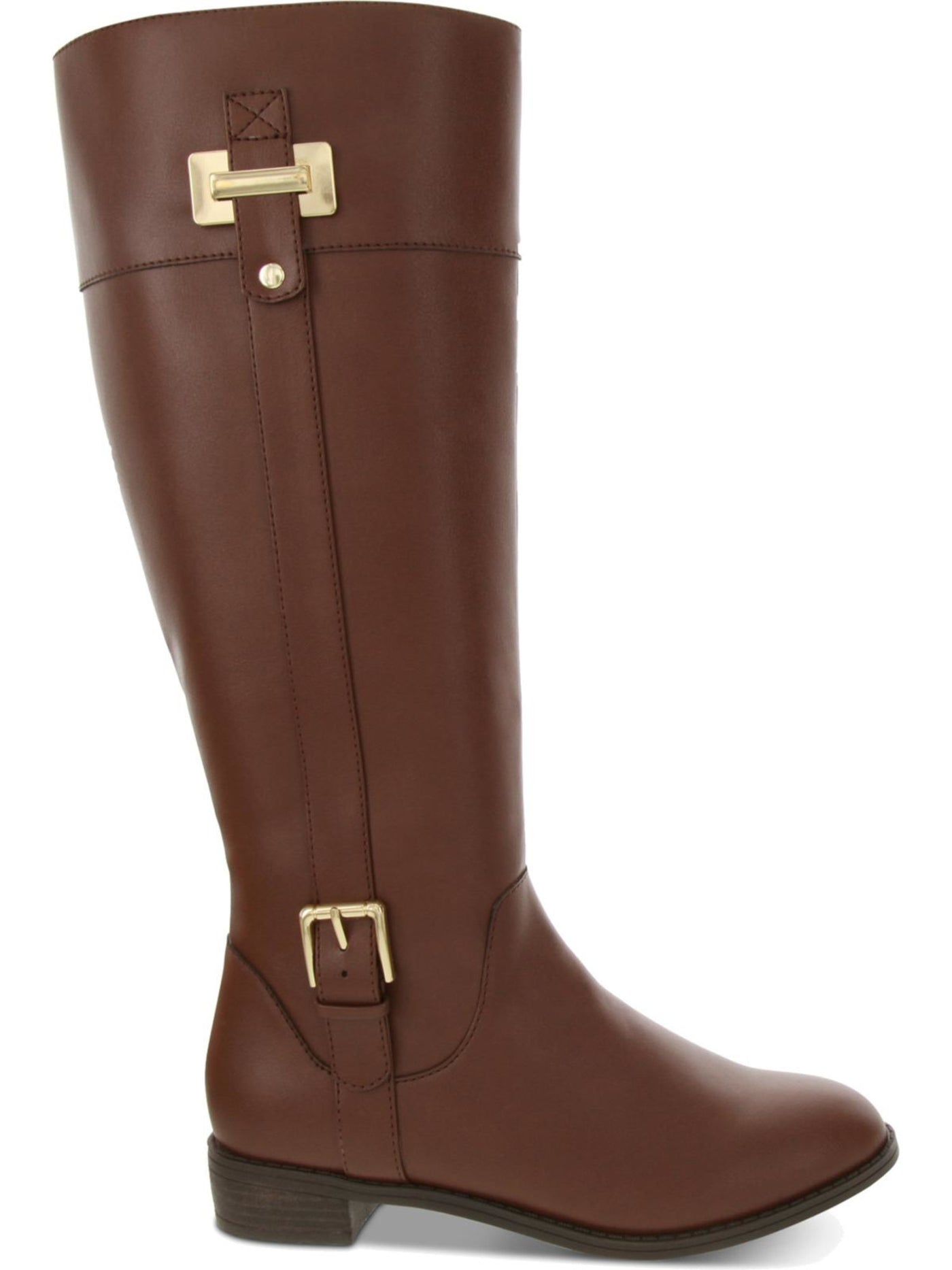 KAREN SCOTT Womens Brown Studded Hardware Cushioned Buckle Accent Deliee2 Round Toe Block Heel Zip-Up Riding Boot 8 M WC