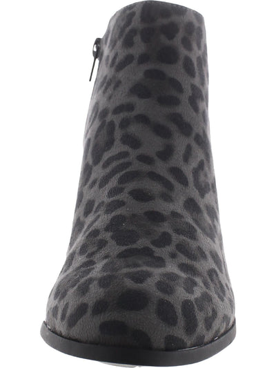 STYLE & COMPANY Womens Gray Animal Print Cushioned Zipper Accent Masrinaa Almond Toe Block Heel Zip-Up Booties 8 W