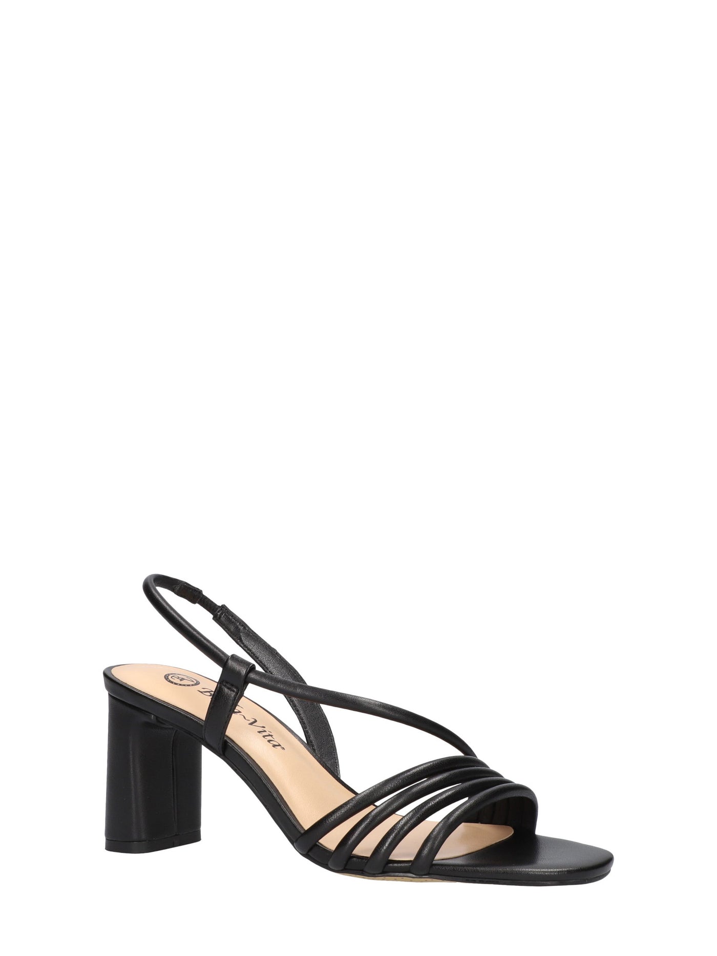 BELLA VITA Womens Black Padded Goring Strappy Zariah Open Toe Block Heel Slip On Leather Dress Slingback Sandal 8 N