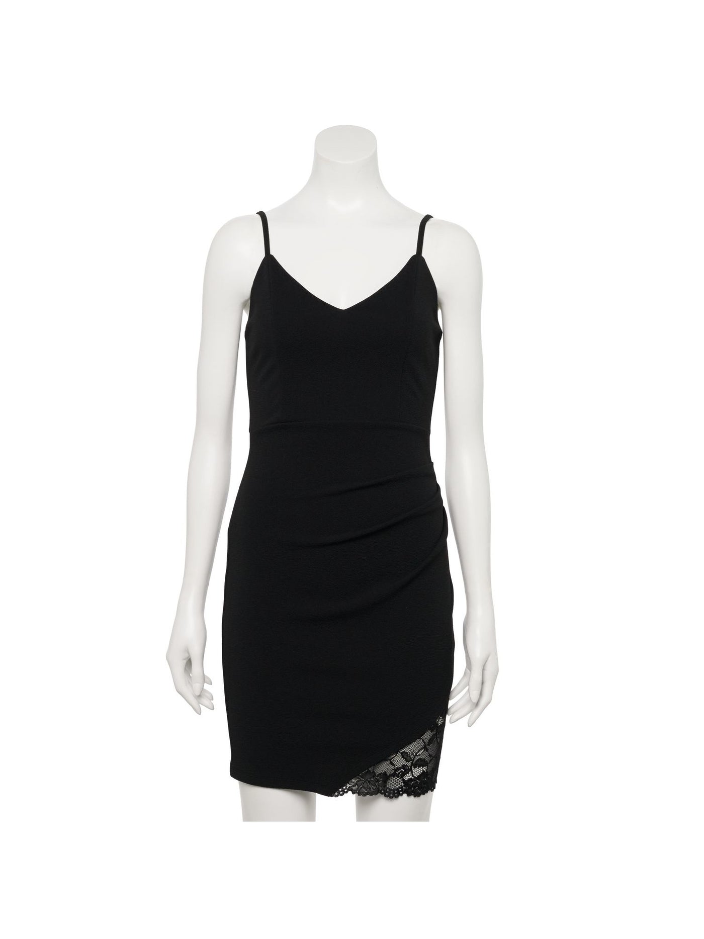 ALMOST FAMOUS Womens Black Spaghetti Strap V Neck Above The Knee Party Sheath Dress M