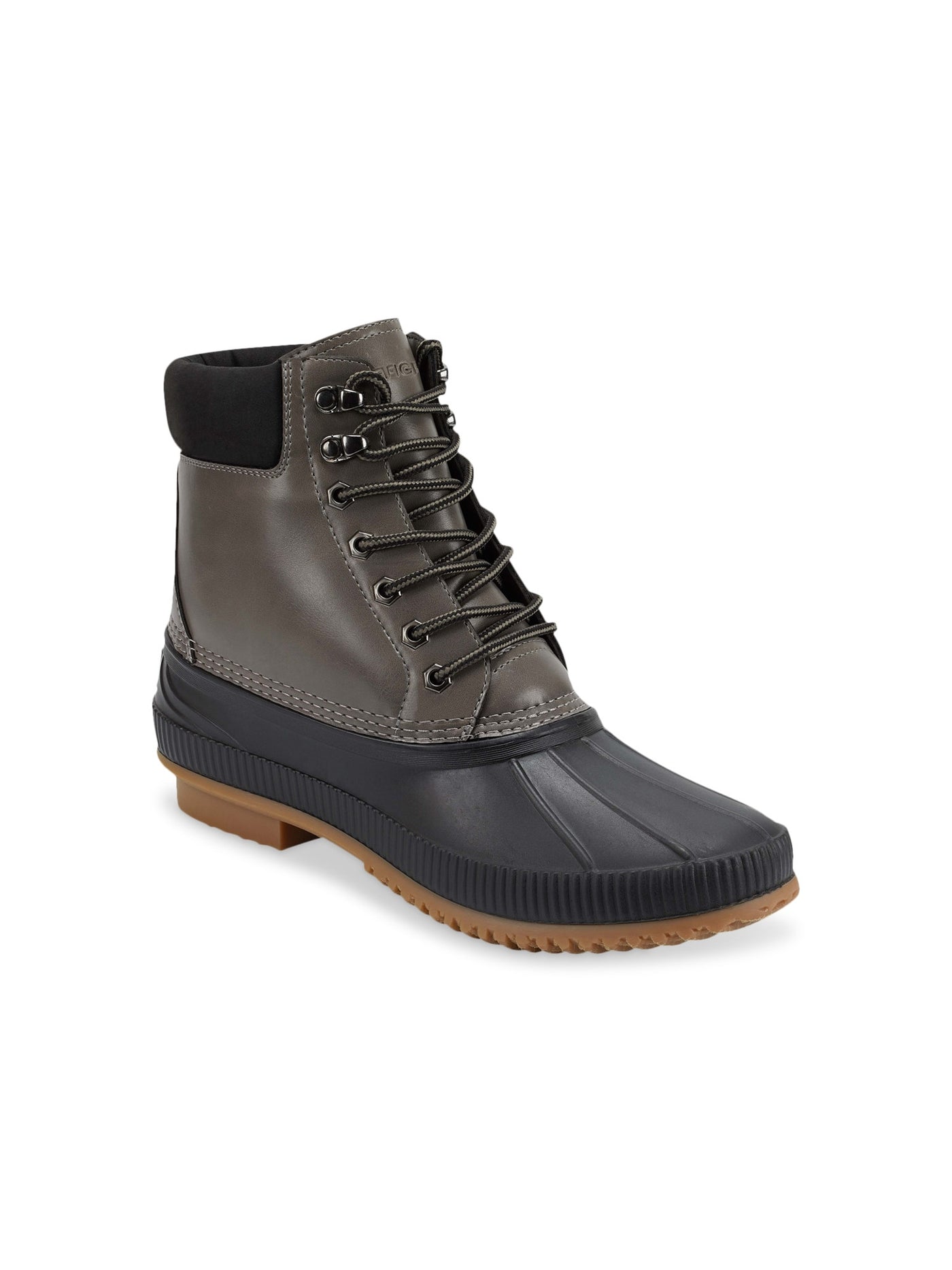 TOMMY HILFIGER Mens Gray Color Block Cushioned Collar Waterproof Padded Colins 2 Round Toe Lace-Up Duck Boots 13 M