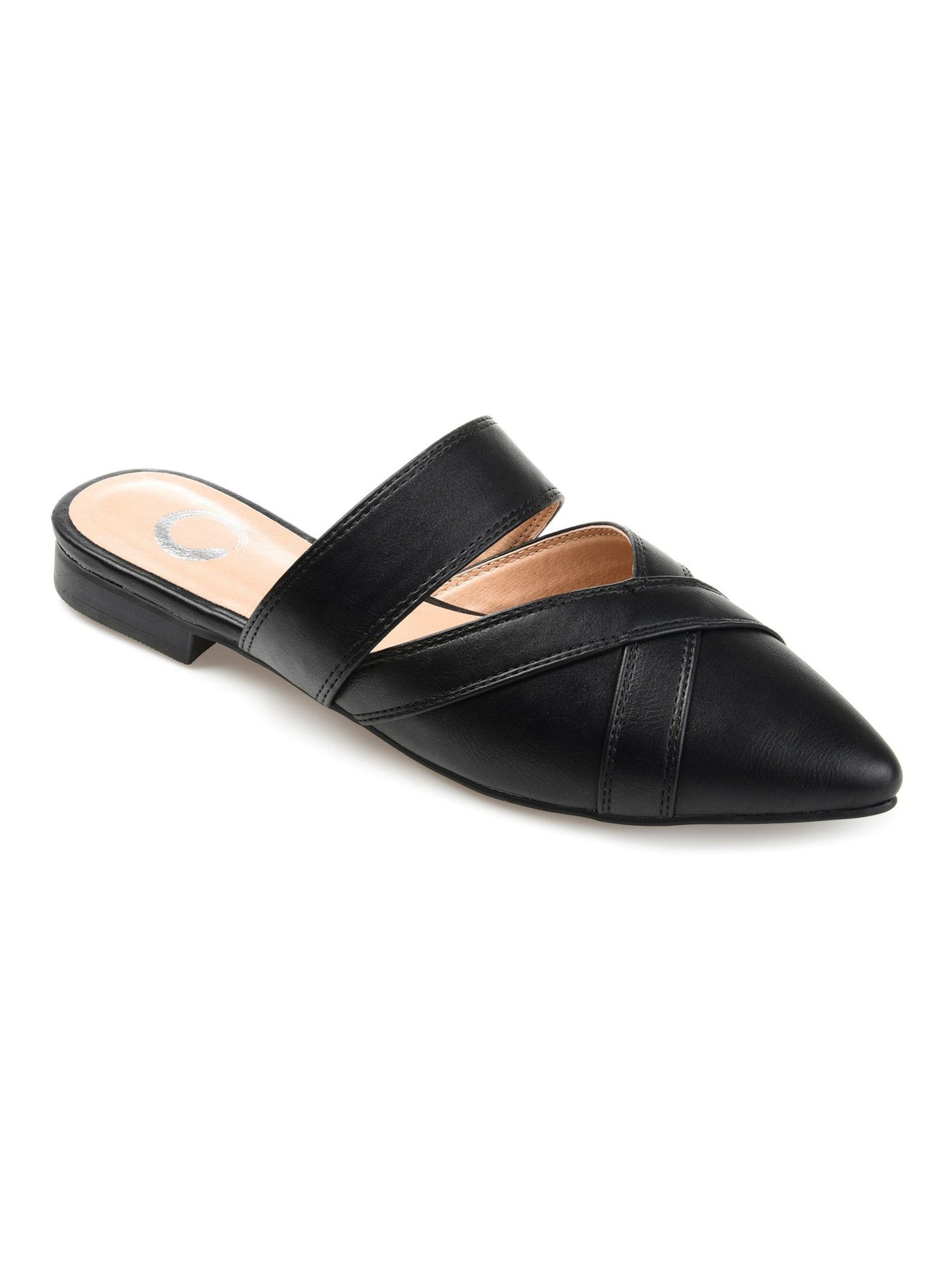 JOURNEE COLLECTION Womens Black Crisscross Cushioned Stasi Pointed Toe Slip On Mules 9 N