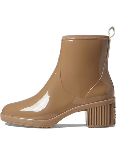 KATE SPADE NEW YORK Womens Beige Back Pull-Tab Padded Puddle Round Toe Block Heel Zip-Up Rain Boots 10