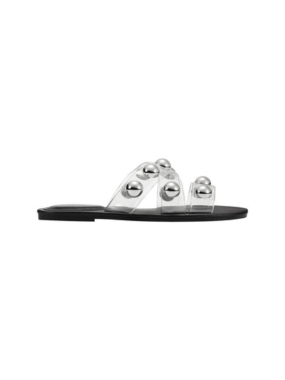 MARC FISHER Womens Clear Oversized Ornaments Bryte Round Toe Slip On Sandals Shoes 5.5 M