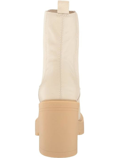 DOLCE VITA Womens Beige Goring 1" Platform Slip Resistant Lug Sole Waterproof Coen H20 Round Toe Block Heel Leather Chelsea Boot 10 M