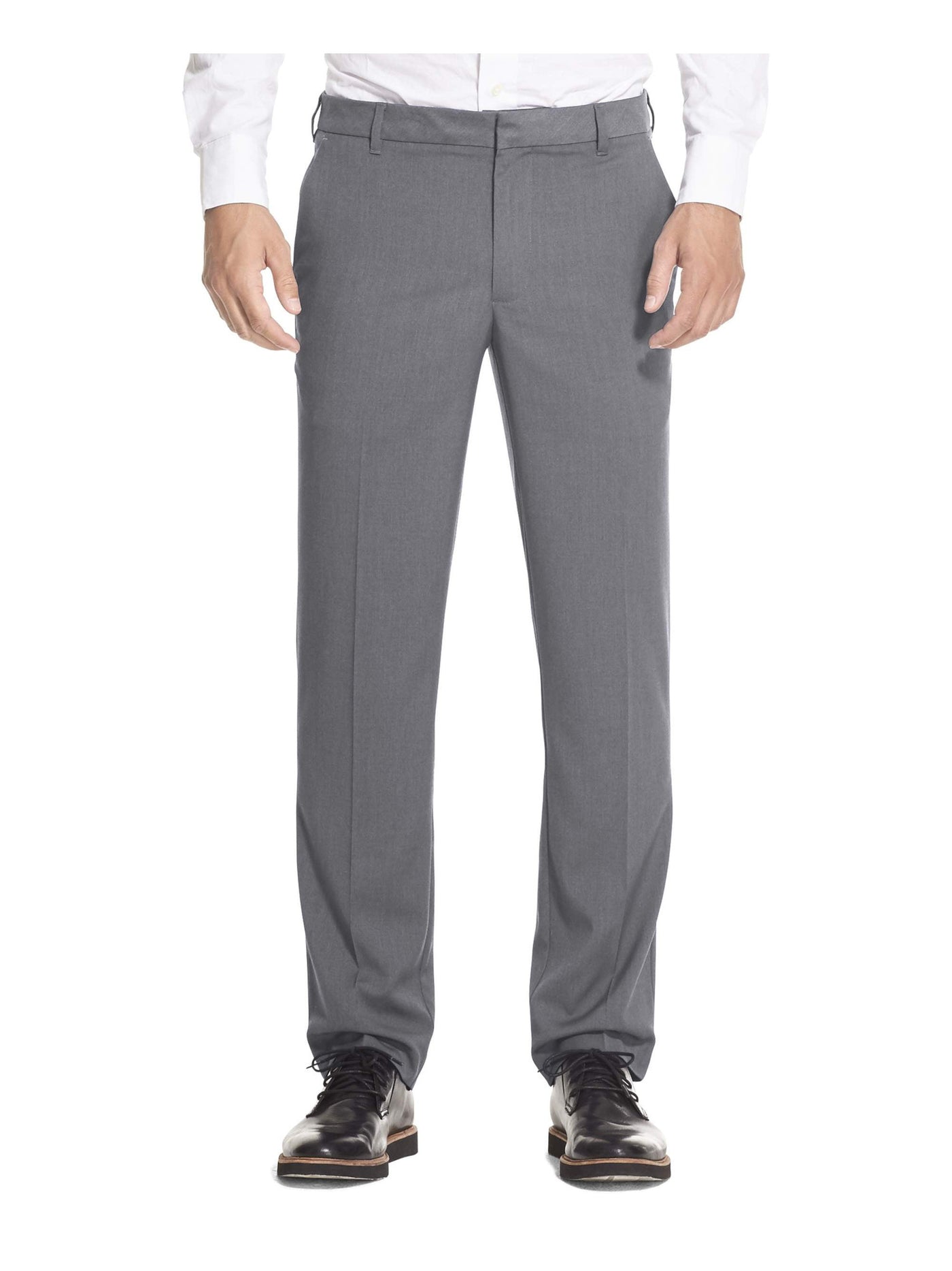 VAN HEUSEN Mens Gray Stretch, Heather Straight Fit Pants 40 X 32