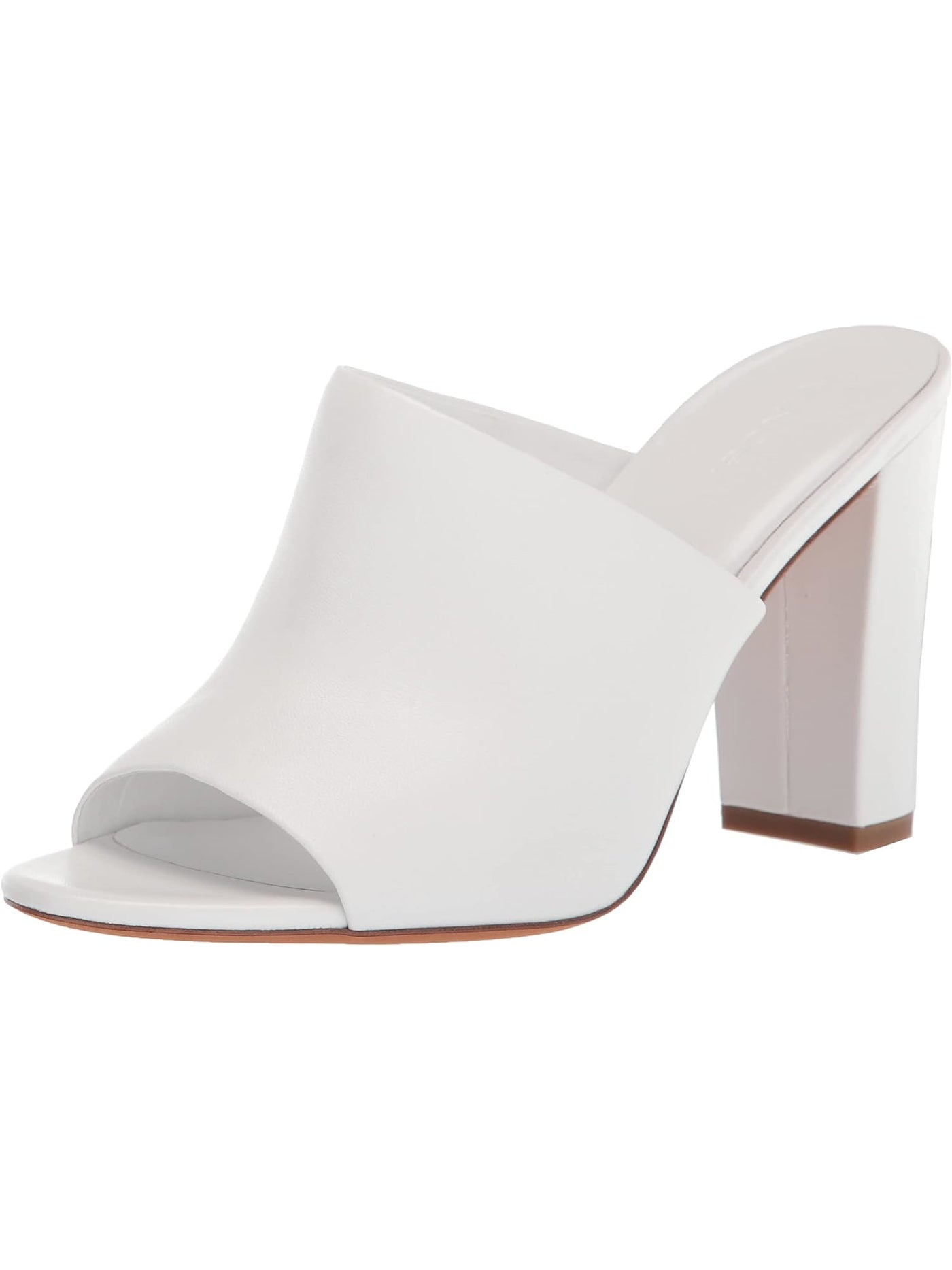 VINCE. Womens White Asymmetrical Padded Hanna Round Toe Block Heel Slip On Leather Heeled Sandal 5.5 M