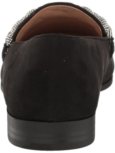 BANDOLINO Womens Black Rhinestone Braided Strap Accent Notched Padded The Larna Round Toe Slip On Dress Loafers Shoes 7.5 M