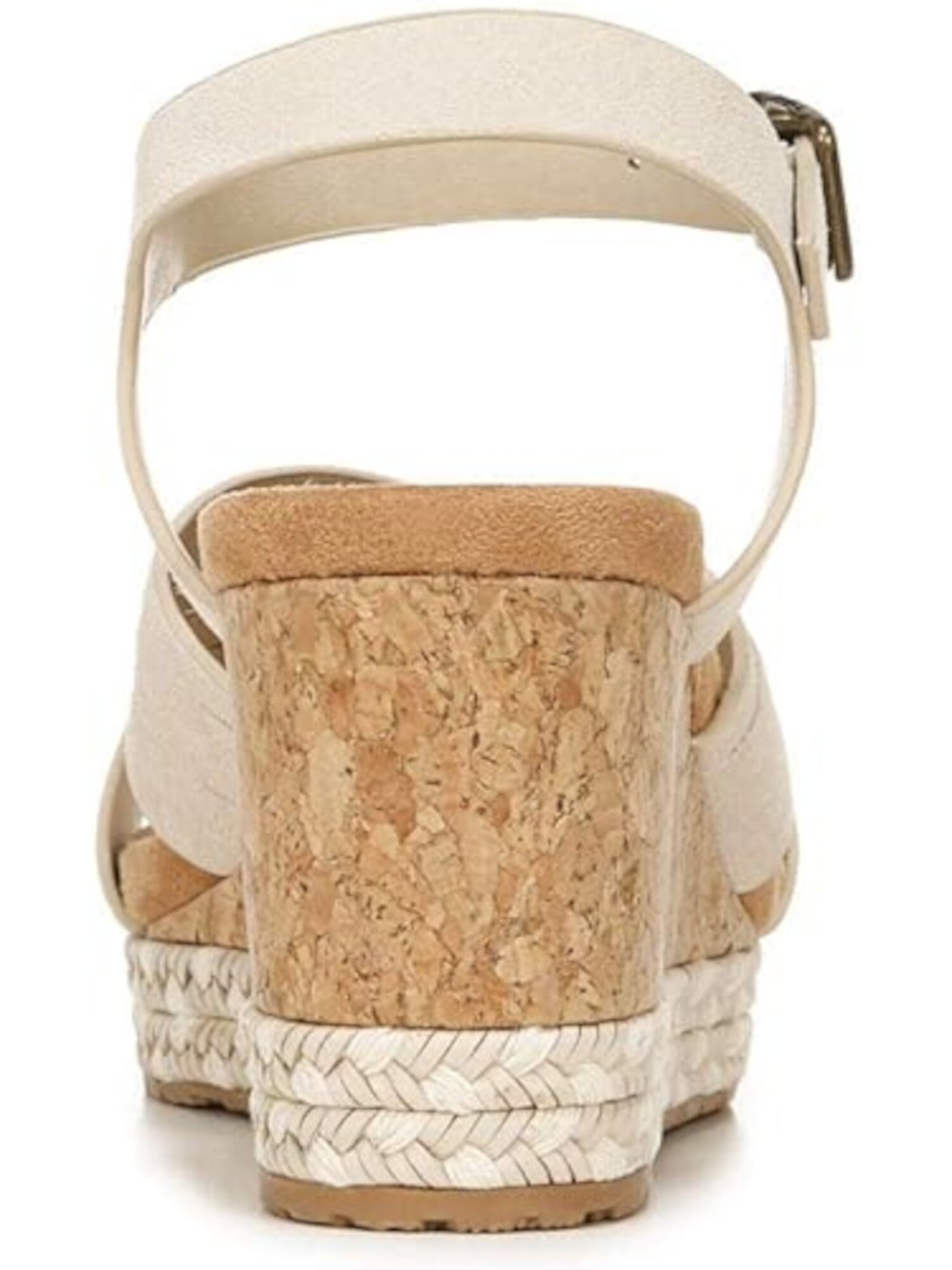 ZODIAC Womens Beige 1" Platform Cork-Like Wedge Woven Comfort Paola Round Toe Wedge Buckle Leather Sandals 7.5 M