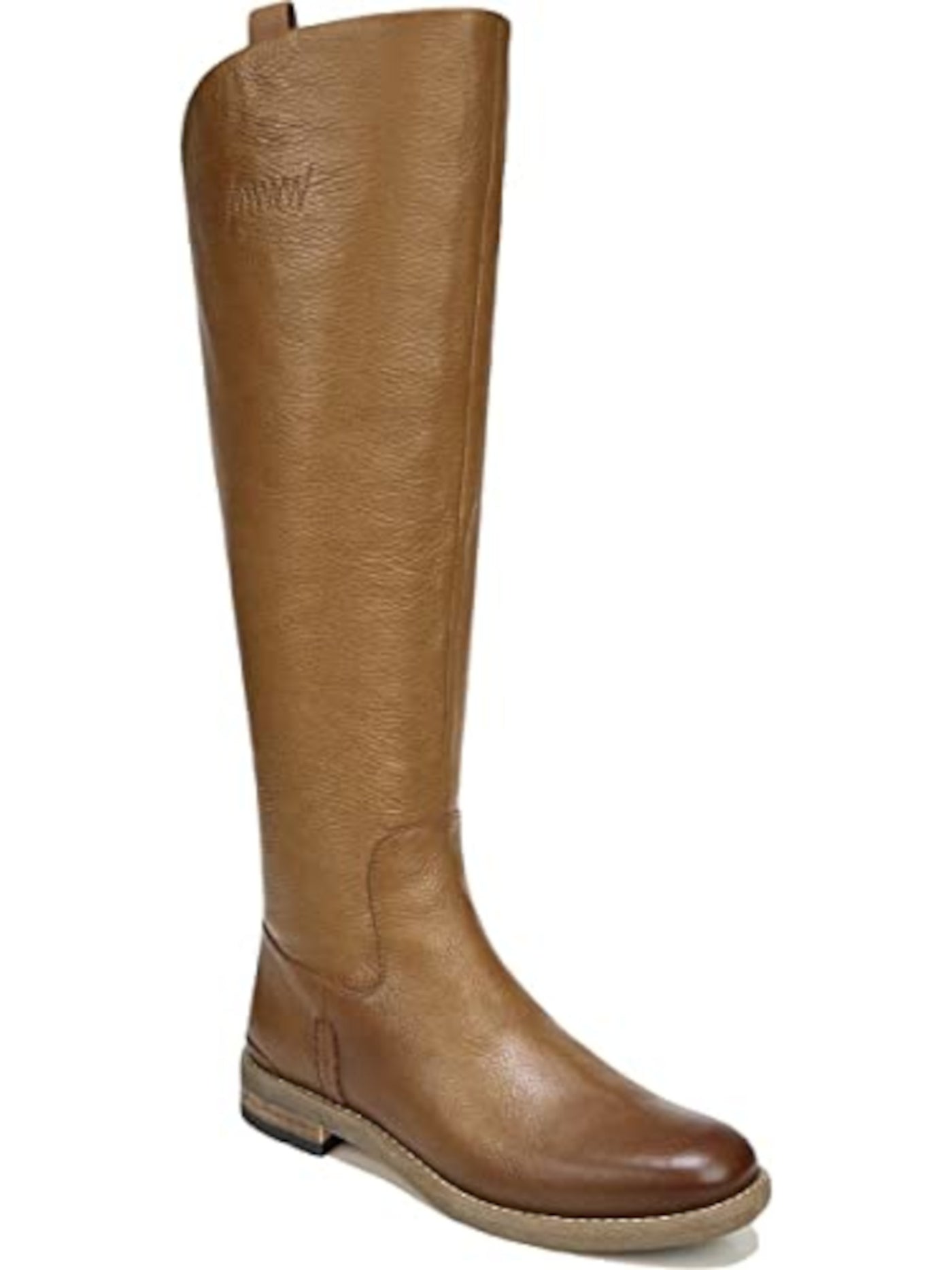 FRANCO SARTO Womens Brown Back Zipper Closure Cushioned Meyer Almond Toe Block Heel Zip-Up Leather Riding Boot 8 M WC