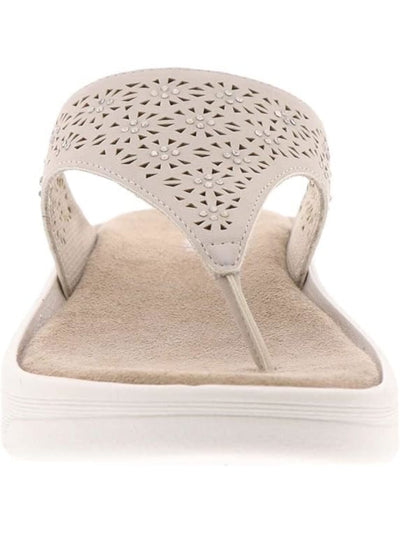 EASY SPIRIT Womens Beige 1" Platform Cushioned Lightweight Rhinestone Perforated Rhee Open Toe Wedge Slip On Thong Sandals 7 M