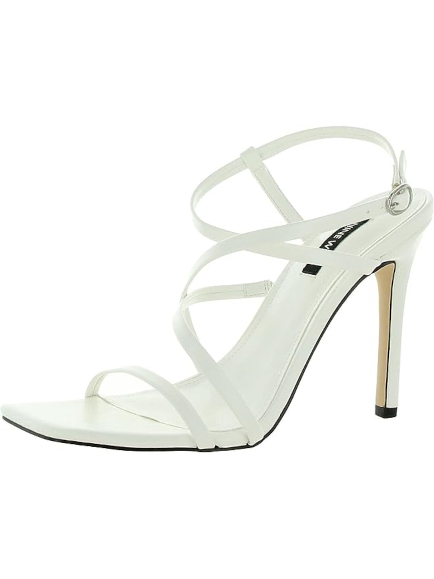 NINE WEST Womens White Strappy Adjustable Tilas Open Toe Stiletto Buckle Dress Heeled Sandal 9 M