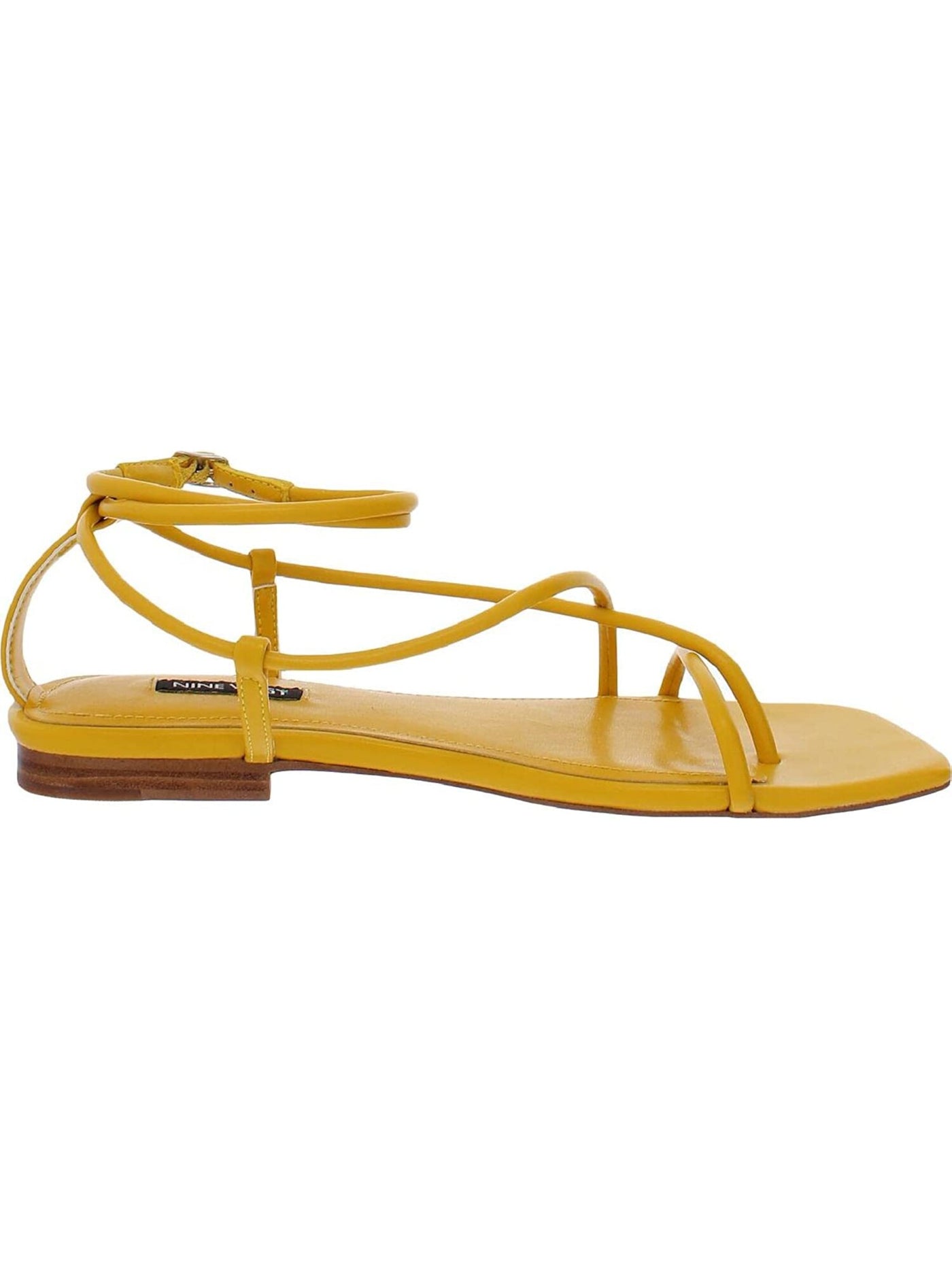 NINE WEST Womens Yellow Strappy Comfort Mandie Square Toe Buckle Sandals Shoes 6 M