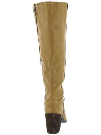 MIA Womens Yellow Elastic Gore Side Pull Tabs Cushioned Hamilton Almond Toe Block Heel Zip-Up Dress Boots 8 M