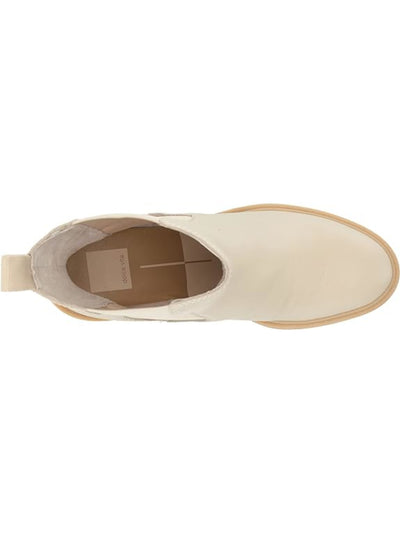 DOLCE VITA Womens Beige Goring 1" Platform Slip Resistant Lug Sole Waterproof Coen H20 Round Toe Block Heel Leather Chelsea Boot 10 M