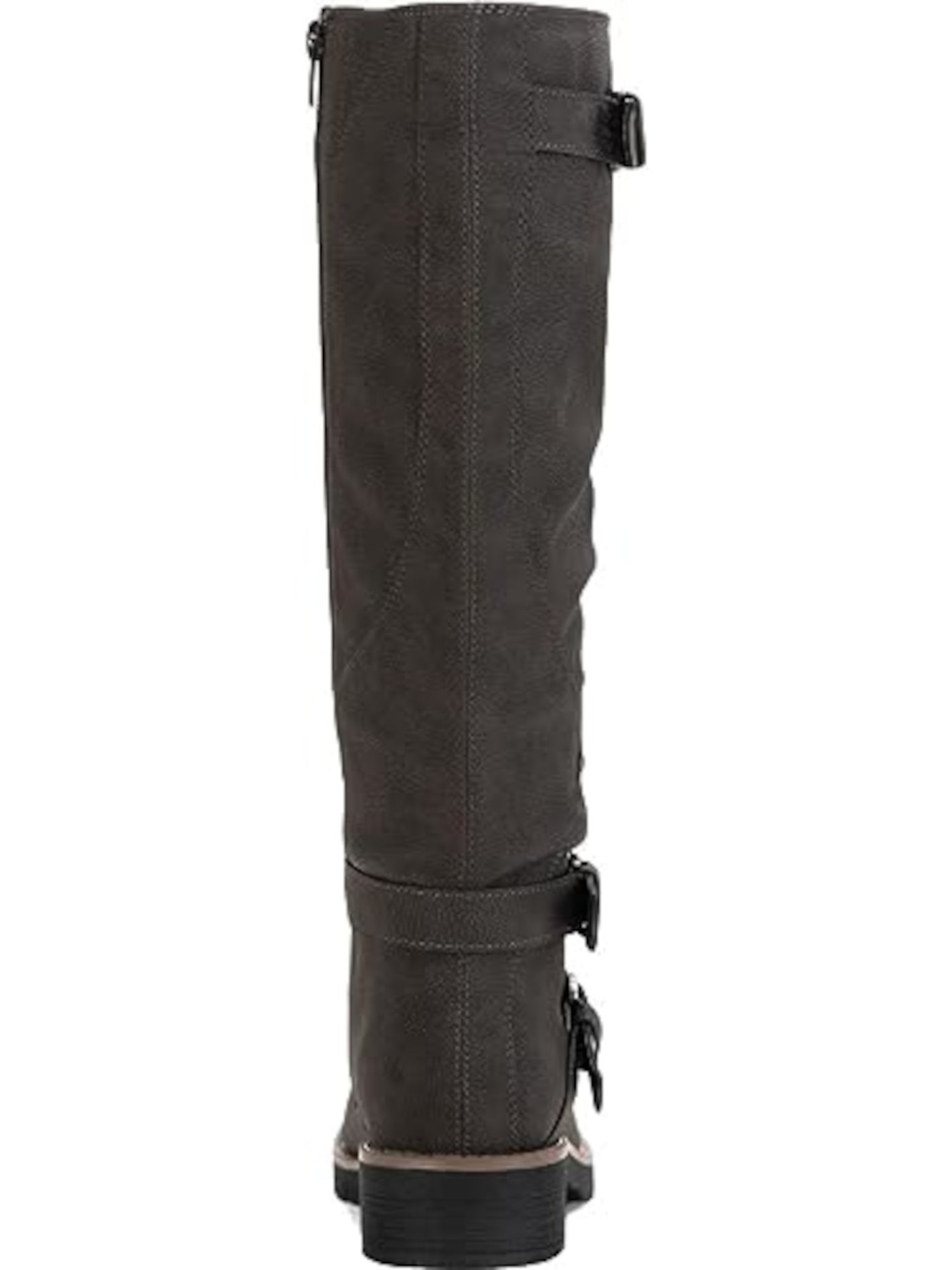 SUN STONE Womens Brown Lug Sole Ruched Buckle Accent Stretch Brinley Round Toe Block Heel Zip-Up Riding Boot 10 M