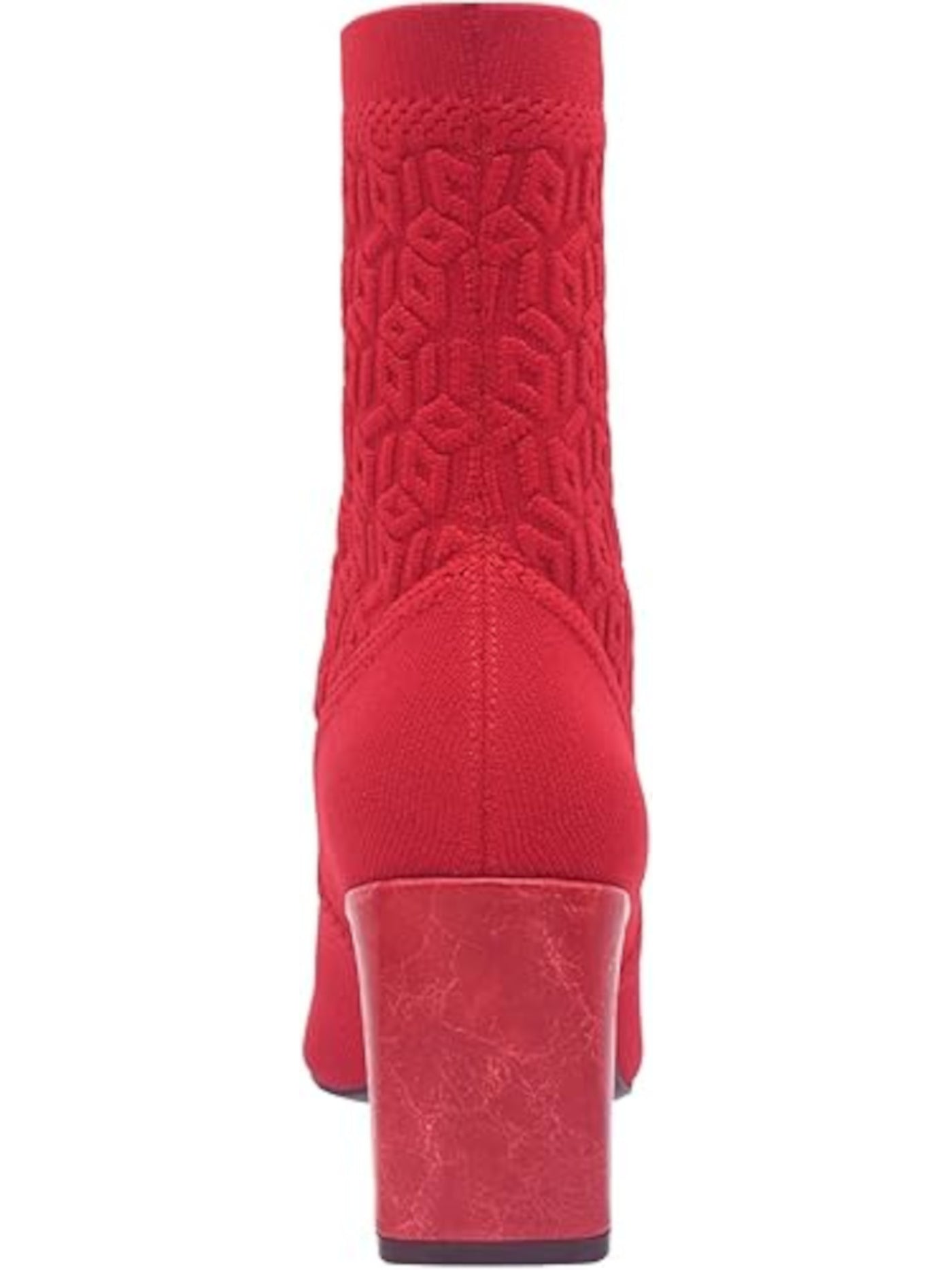 IMPO Womens Red Stretch Knit Padded Vartly Pointed Toe Block Heel Booties 7 M