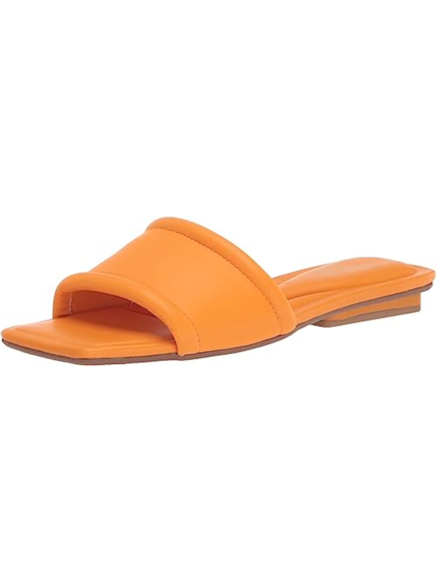 FRANCO SARTO Womens Orange Cushioned Caven Square Toe Slip On Leather Slide Sandals Shoes 6.5 M