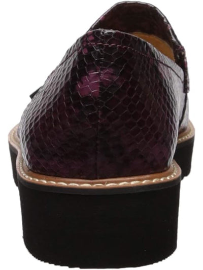 NATURALIZER Womens Purple Snake Cushioned Adiline Almond Toe Platform Slip On Leather Loafers 7 M