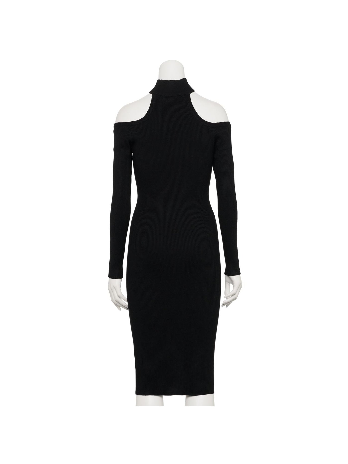ALMOST FAMOUS Womens Black Cold Shoulder Ribbed Long Sleeve Mock Neck Midi Cocktail Sweater Dress XL