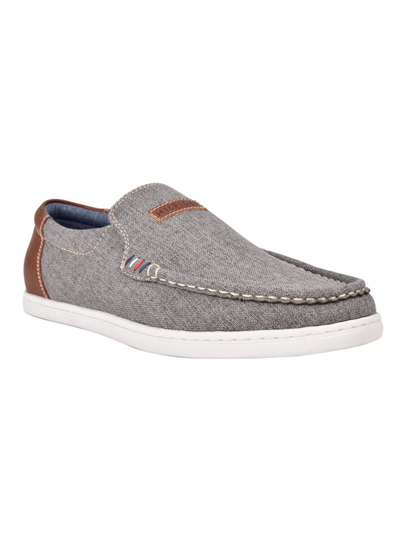 TOMMY HILFIGER Mens Gray Linen Cushioned Stretch Carlid Round Toe Slip On Sneakers Shoes 11.5 M