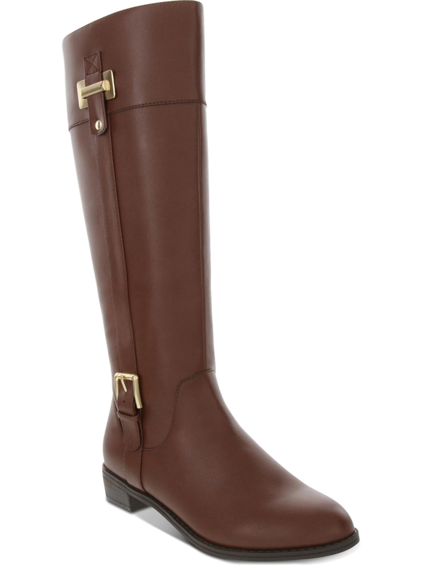 KAREN SCOTT Womens Brown Studded Hardware Cushioned Buckle Accent Deliee2 Round Toe Block Heel Zip-Up Riding Boot 8 M WC