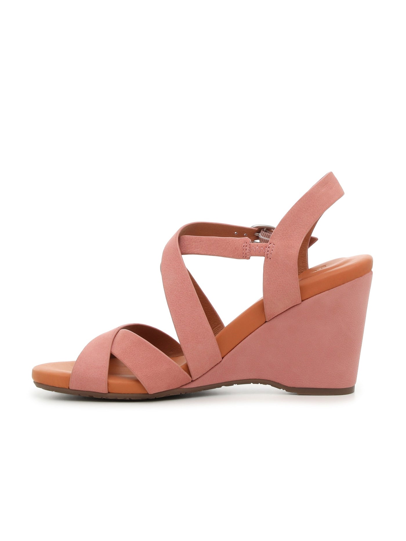 GENTLE SOULS KENNETH COLE Womens Pink Goring Cushioned Isla Round Toe Wedge Buckle Leather Heeled Sandal 5 M