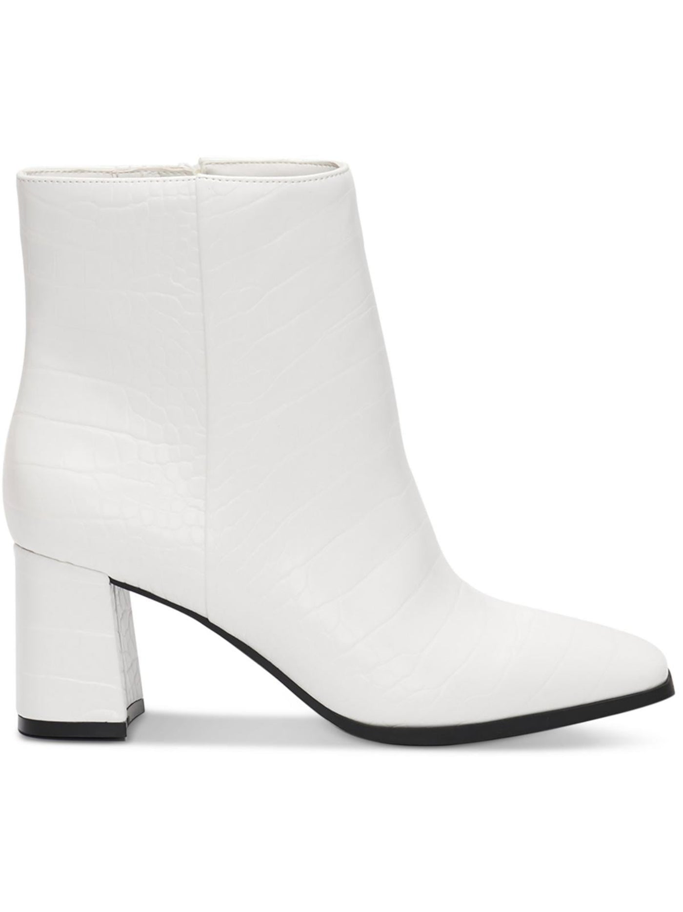 INC Womens White Cushioned Dasha Square Toe Block Heel Zip-Up Dress Booties 6 M