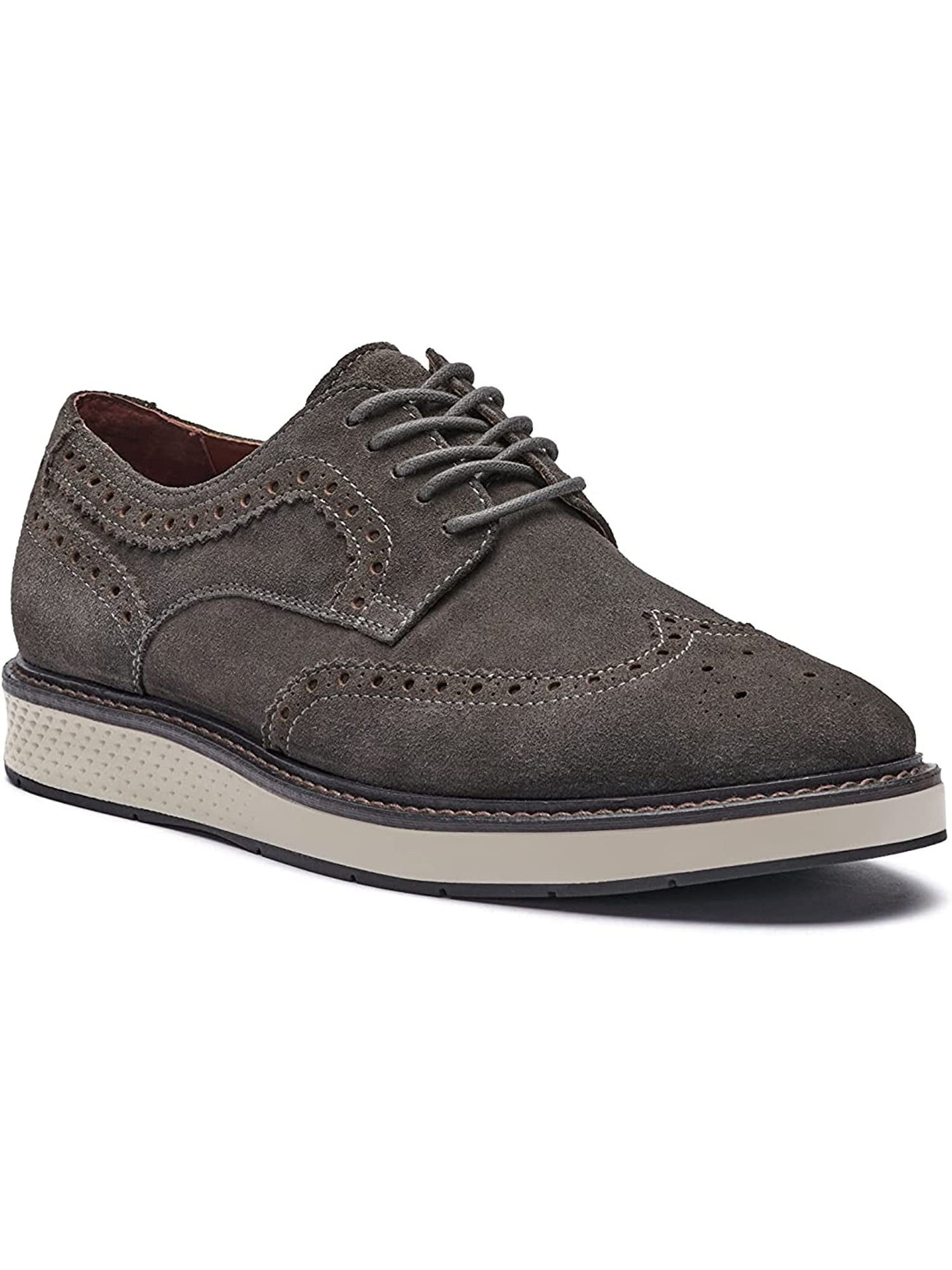 VINCE CAMUTO Mens Gray Wingtip Padded Tayden Round Toe Wedge Lace-Up Leather Sneakers Shoes 13 M