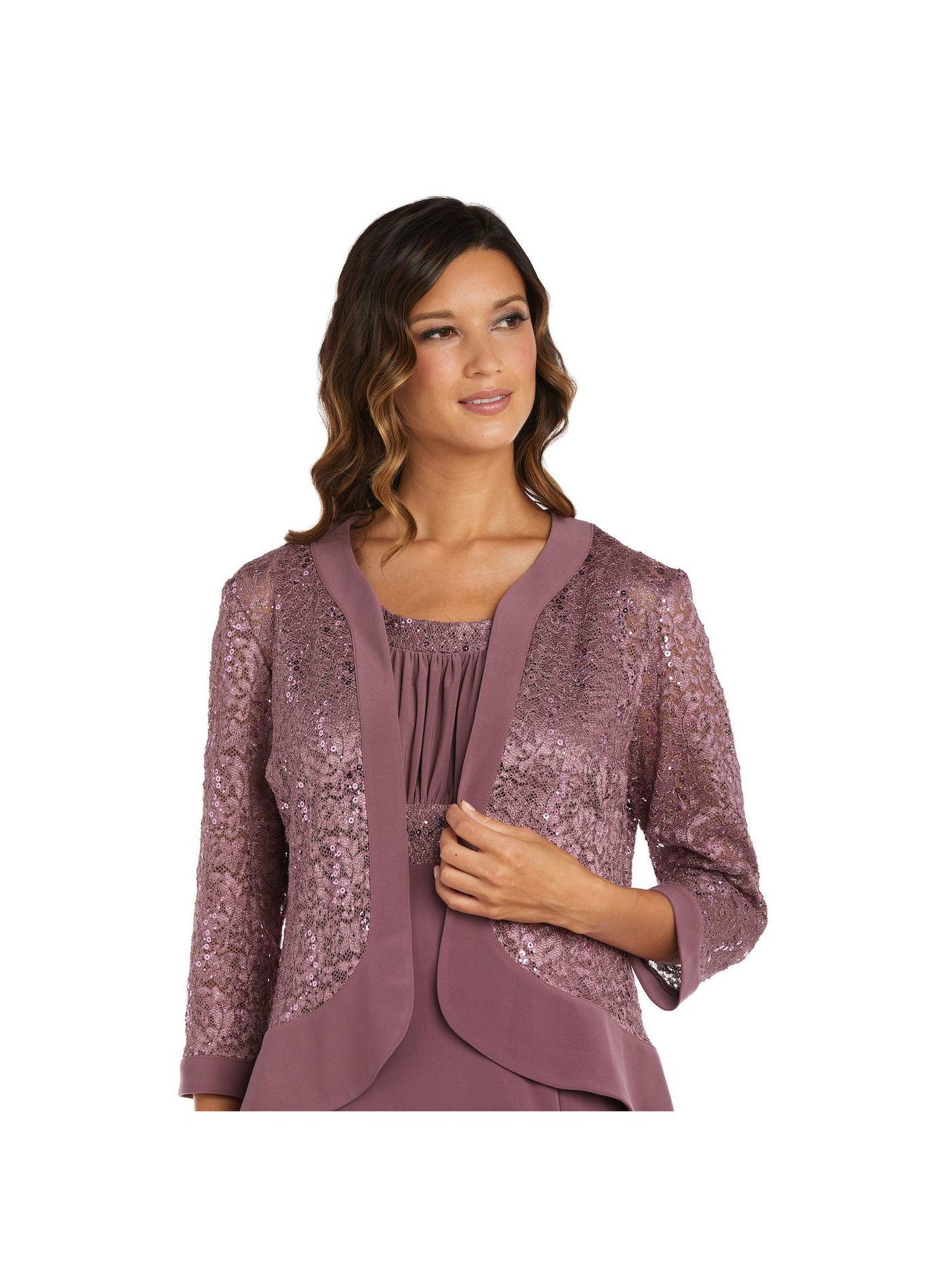 R&M RICHARDS Womens Pink 3/4 Sleeve Open Front Party Cardigan 14