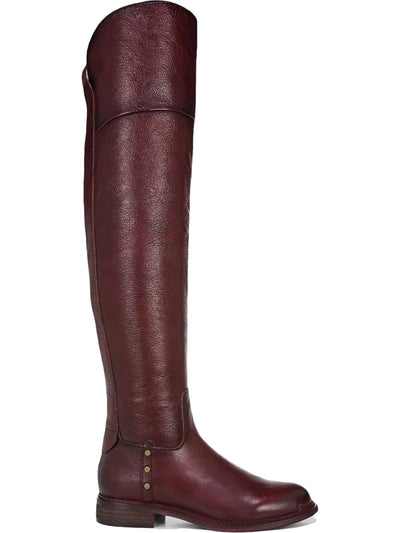 FRANCO SARTO Womens Burgundy Comfort Studded Haleen Round Toe Block Heel Zip-Up Leather Riding Boot 7.5 M WC