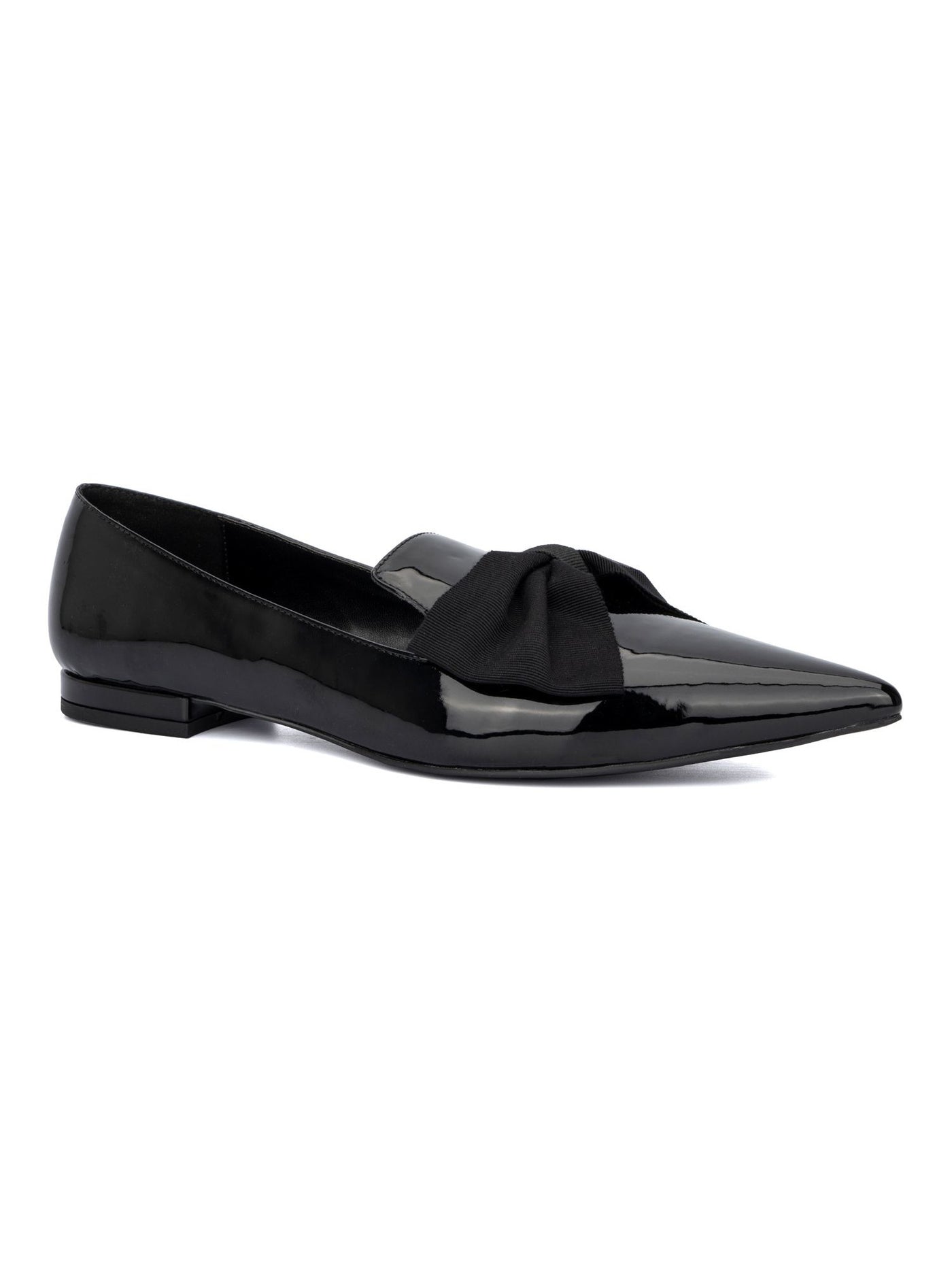 FASHION TO FIGURE Womens Black Notched Bow Accent Padded Belinda Pointed Toe Slip On Dress Shoes 10 W