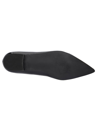 FASHION TO FIGURE Womens Black Notched Bow Accent Padded Belinda Pointed Toe Slip On Dress Shoes W