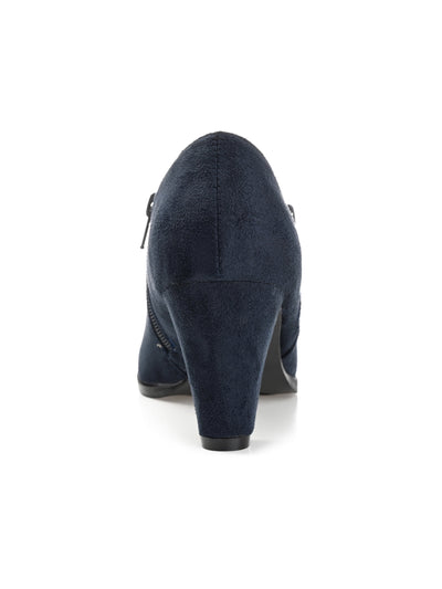 JOURNEE COLLECTION Womens Navy Zipper Accent Padded Sanzi Almond Toe Block Heel Zip-Up Dress Booties 10 M