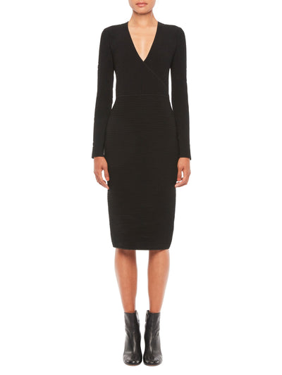 Emporio Armani Womens V Neck Below The Knee Cocktail Body Con Dress