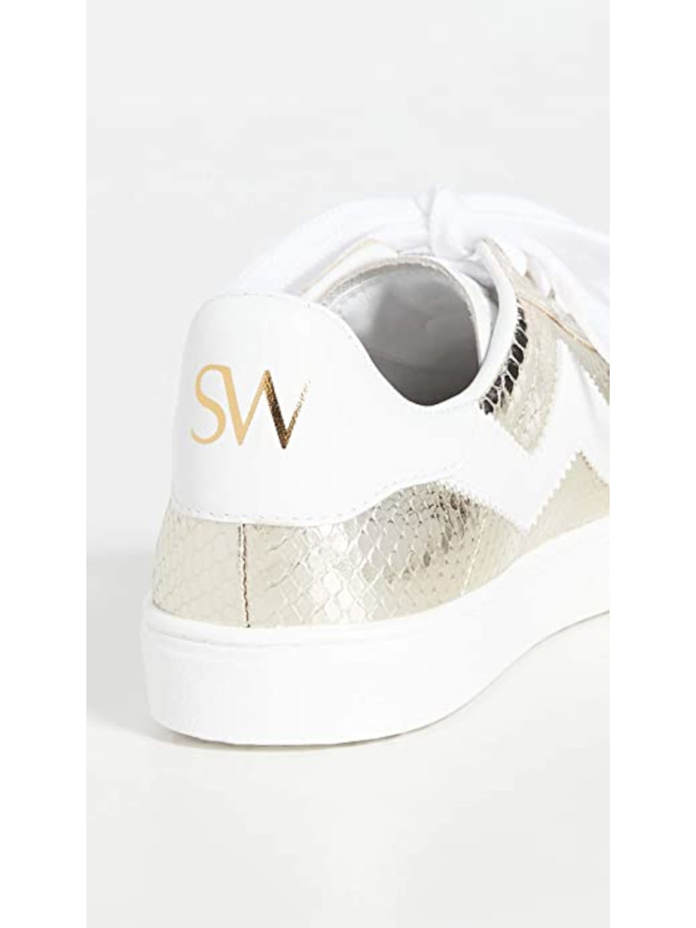 STUART WEITZMAN Womens Platino Gold Snake Embossed Skate-Inspired Zigzag Applique Cushioned Daryl Round Toe Lace-Up Leather Athletic Sneakers Shoes 8.5 M