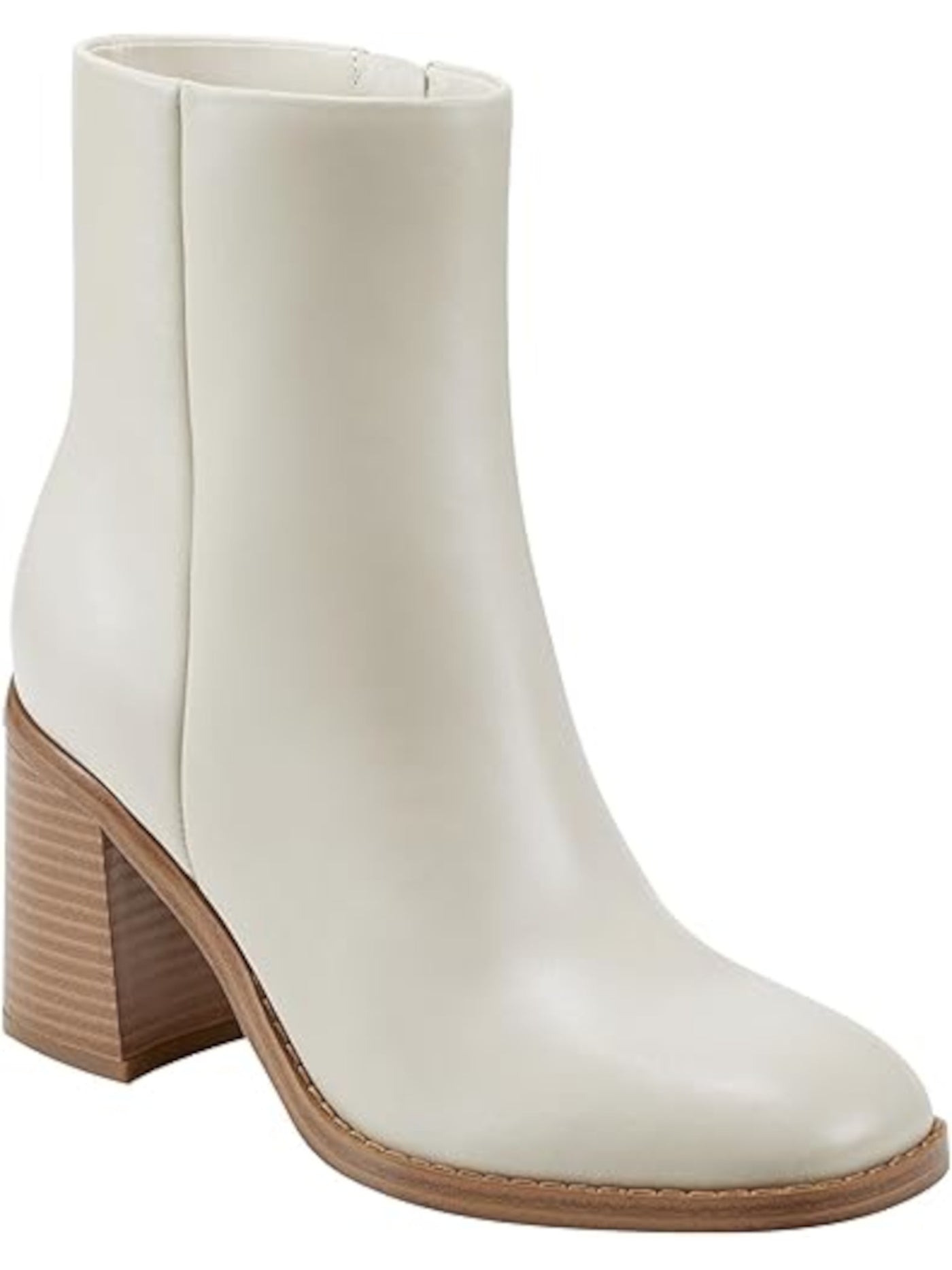 MARC FISHER Womens Beige Padded Lianna Square Toe Block Heel Zip-Up Leather Dress Boots 8 M