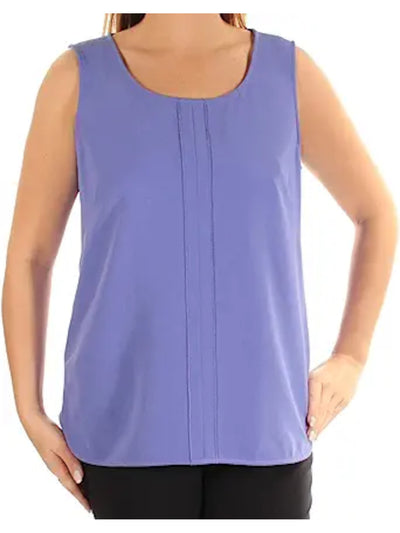 ANNE KLEIN Womens Purple Sleeveless Jewel Neck Cocktail Top 0