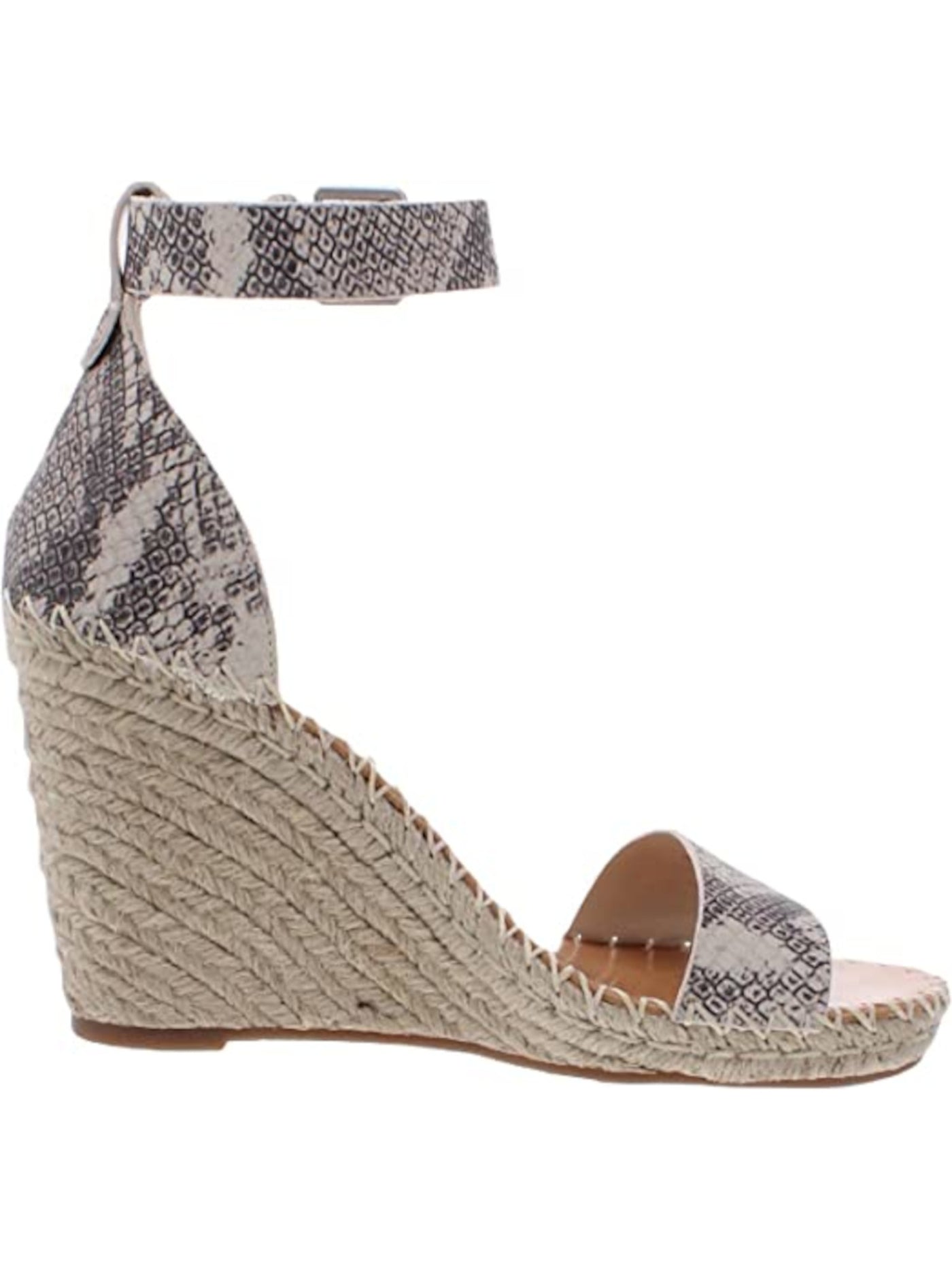 DOLCE VITA Womens Beige Snake 1/2" Platform Ankle Strap Noor Round Toe Wedge Buckle Leather Espadrille Shoes 11